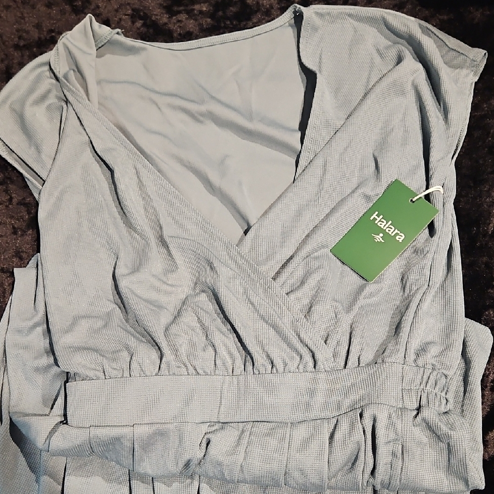 HALARA Soft Turquoise V-Neck Pants Romper